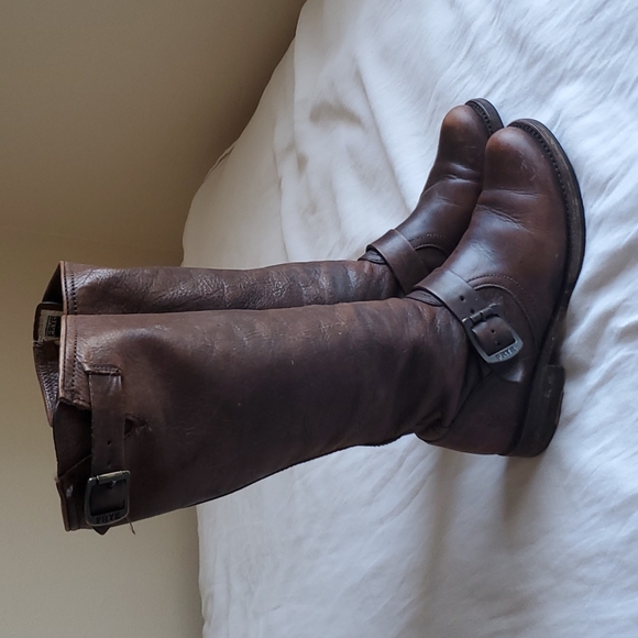 Frye Shoes - Frye Boots Veronica Harness Tall Leather Buckle Brown Women's Size 6